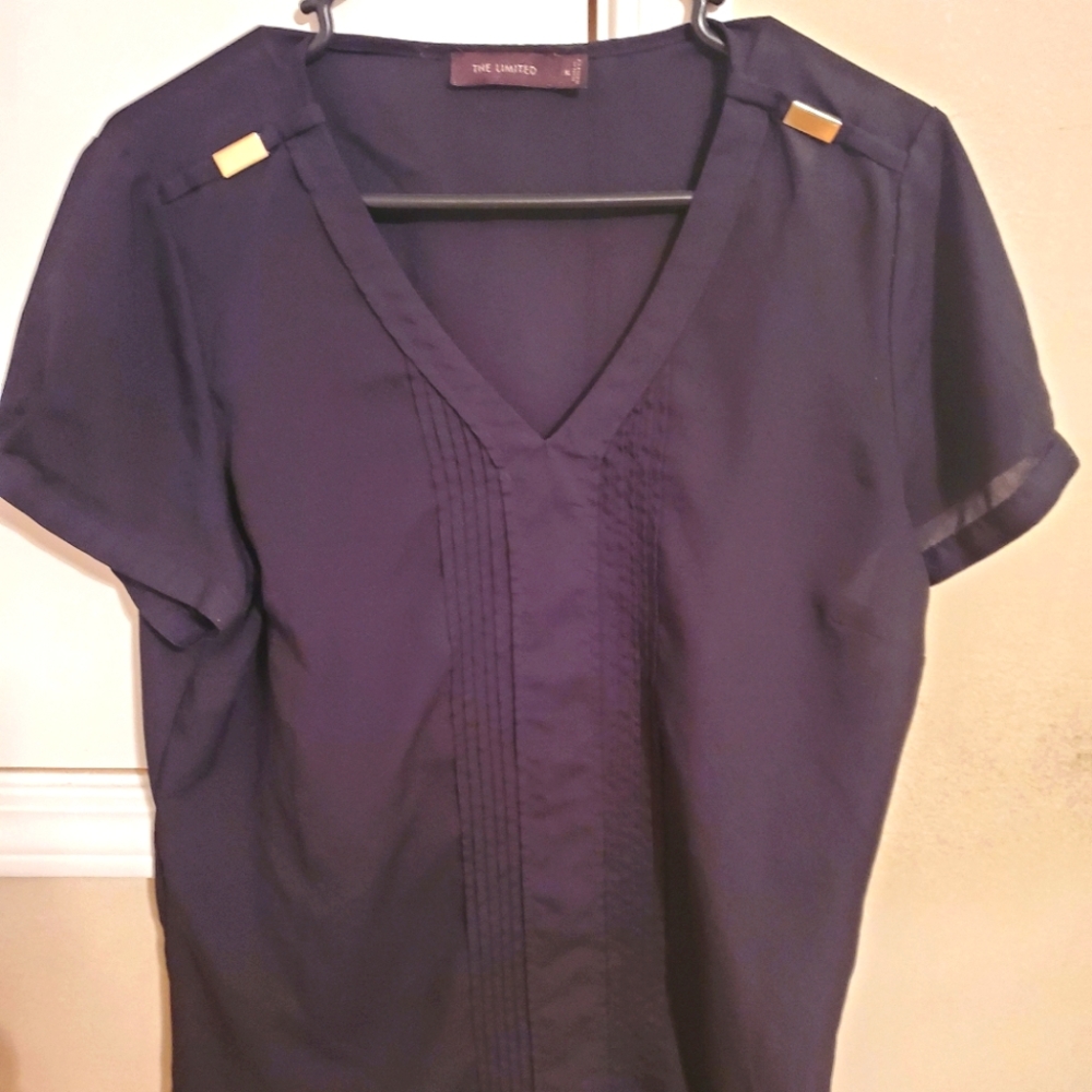Black The Limited V Neck Blouse